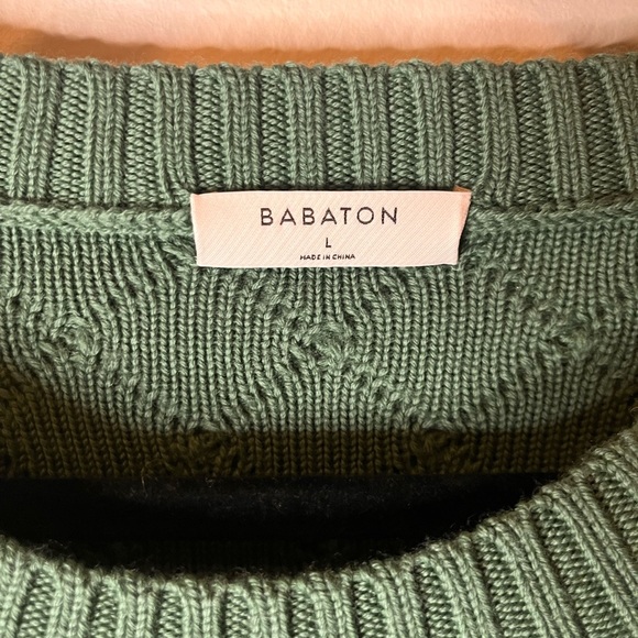 NEW with tags BABATON Aritzia Sleek Merino Wool Sweater in Forest Green Large - Picture 5 of 8